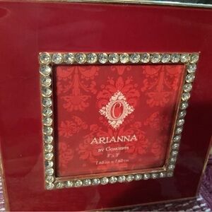 💜Elegant Red enameled Picture Frame with Sparkling Accents